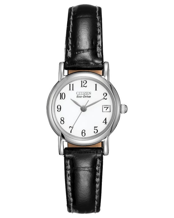 Ladies citizen black leather strap watch EW1270-06A image 0