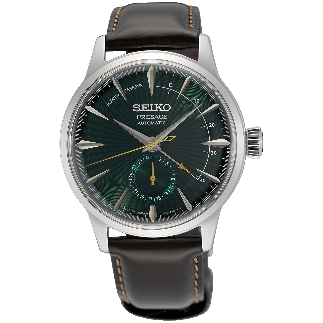 Seiko Presage Midnight Mockingbird Cocktail Time Watch. 40.5mm. Automatic. Green