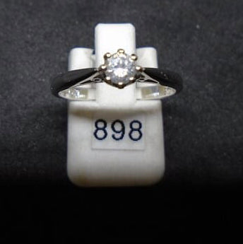 Ladies 18ct single stone white gold ring image 0