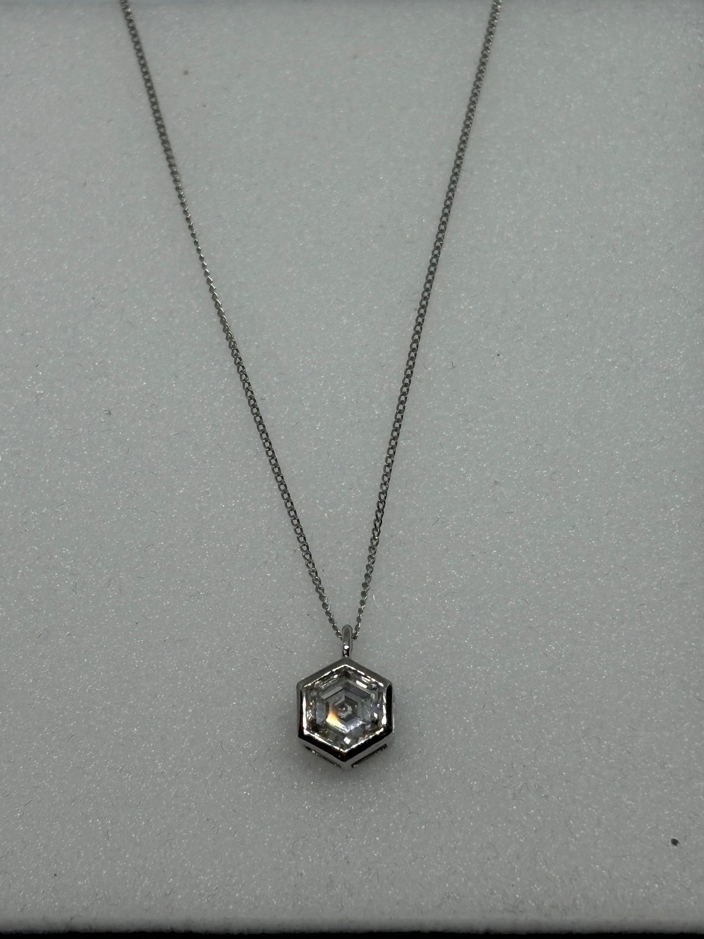 Hexagonal Lab Grown Pendant 9ct white