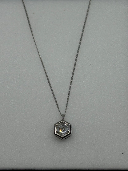 Hexagonal Lab Grown Pendant 9ct white