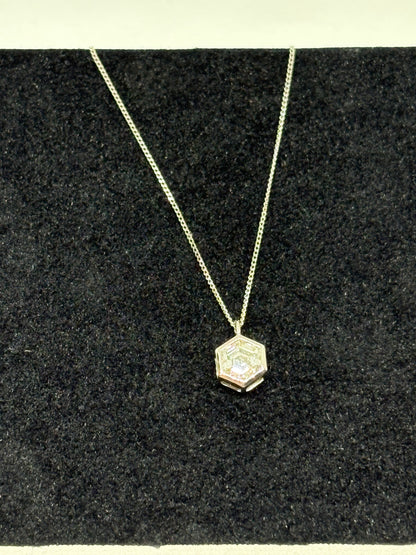Hexagonal Lab Grown Pendant 9ct white